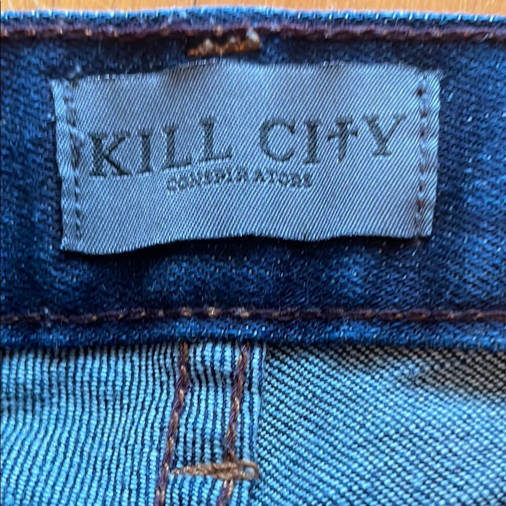 Kill City Vintage Denim Women's Straight Leg Jeans - Dark Blue - Picture 5 of 13